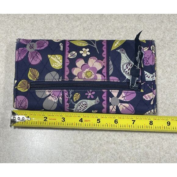 Vera Bradley Large Trifold Wallet Magnetic Closure, Purple Multi-Card Holder - Picture 10 of 11